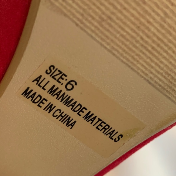 🎉Host Pick🎉Charlotte Russe Red Suede Feel Heels Open Toe and Gorgeous Ruffles! - Picture 9 of 10